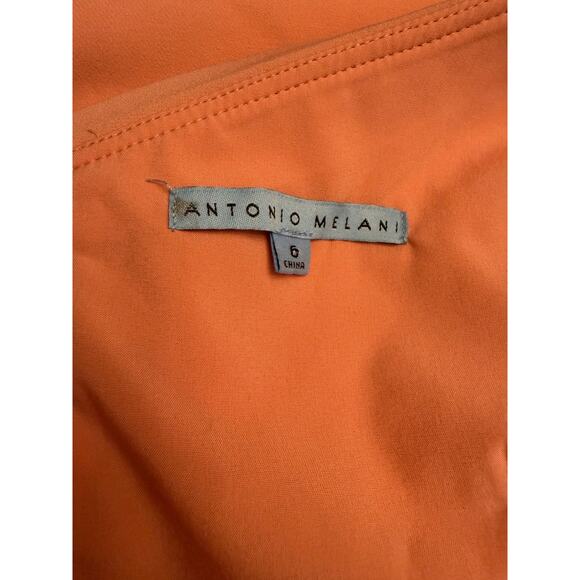 Antonio Melani Jony Ruffle One Shoulder Cocktail Dress Sz 6 Flamingo Peach Pink - Picture 6 of 8